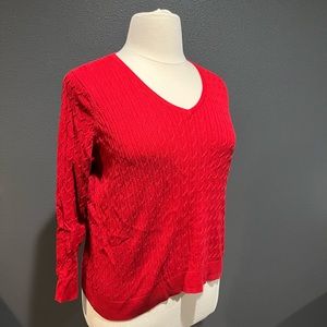 Talbots red v-neck sweater, Pima 1X petite